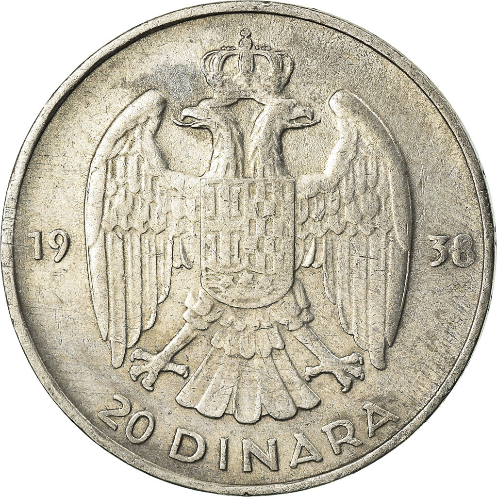 Coin, Yugoslavia, Petar II, 20 Dinara, 1938, EF(40-45), Silver, KM:23