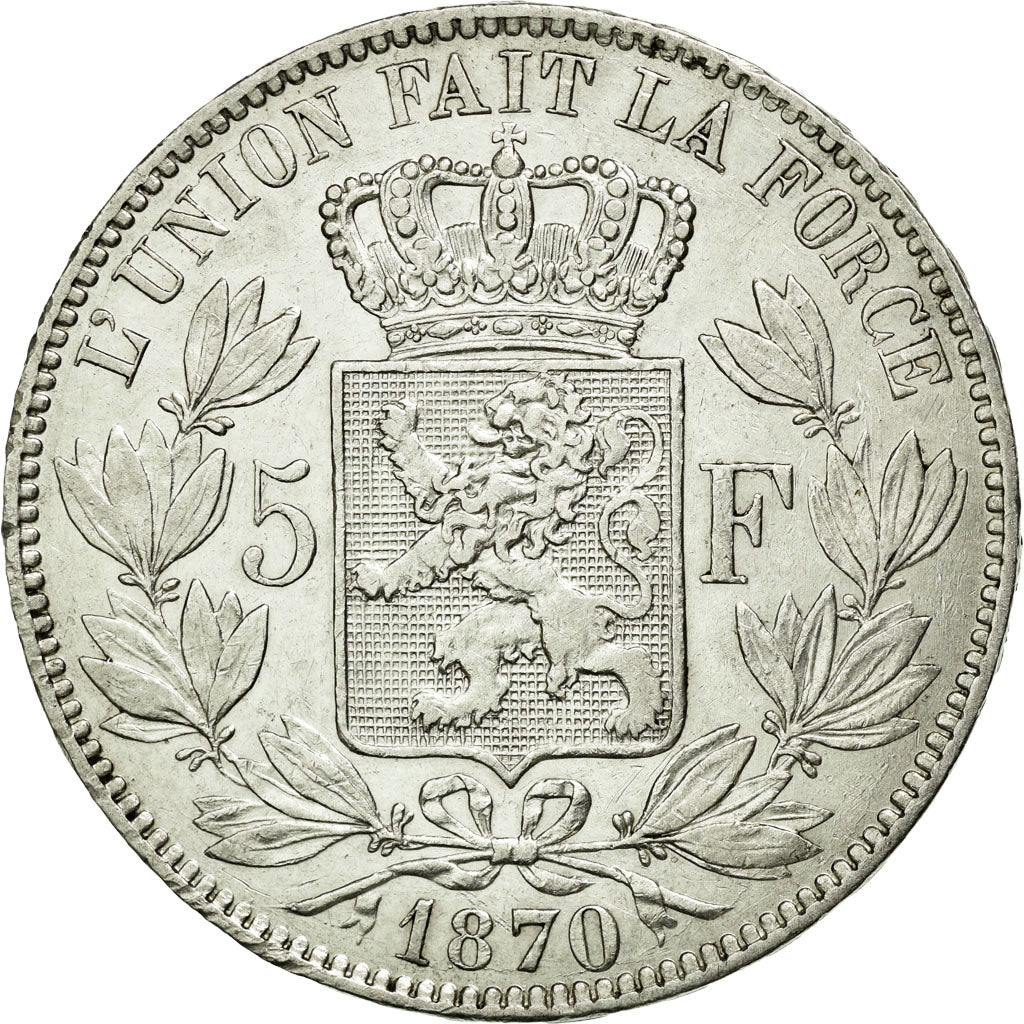 Coin, Belgium, Leopold II, 5 Francs, 5 Frank, 1870, AU(50-53), Silver, KM:24