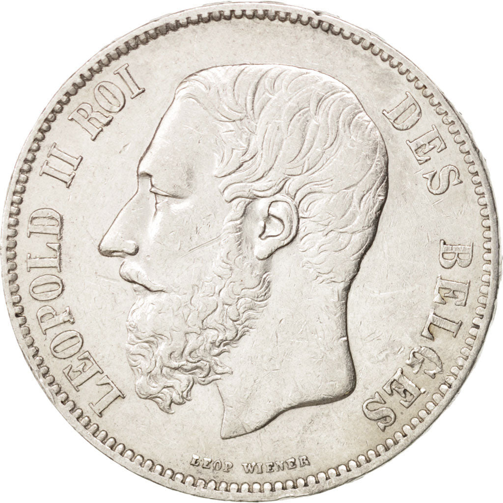 Belgium, Leopold II, 5 Francs, 5 Frank, 1868, AU(50-53), Silver, KM:24
