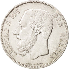 Belgium, Leopold II, 5 Francs, 5 Frank, 1868, AU(50-53), Silver, KM:24
