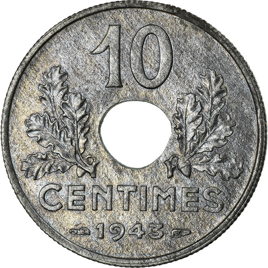 Coin, France, État français, 10 Centimes, 1943, Paris, EF(40-45), Zinc