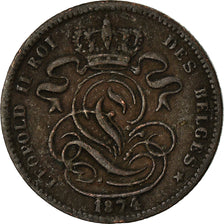 Coin, Belgium, Leopold II, Centime, 1874, VF(30-35), Copper, KM:33.1