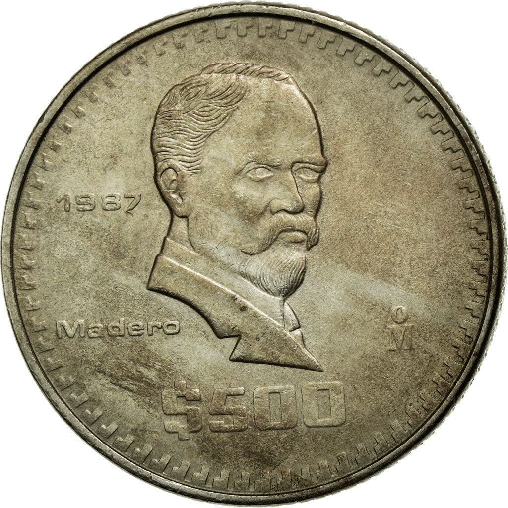Moneda, México, 500 Pesos, 1987, Mexico City, MBC+, Cobre - níquel, KM:529