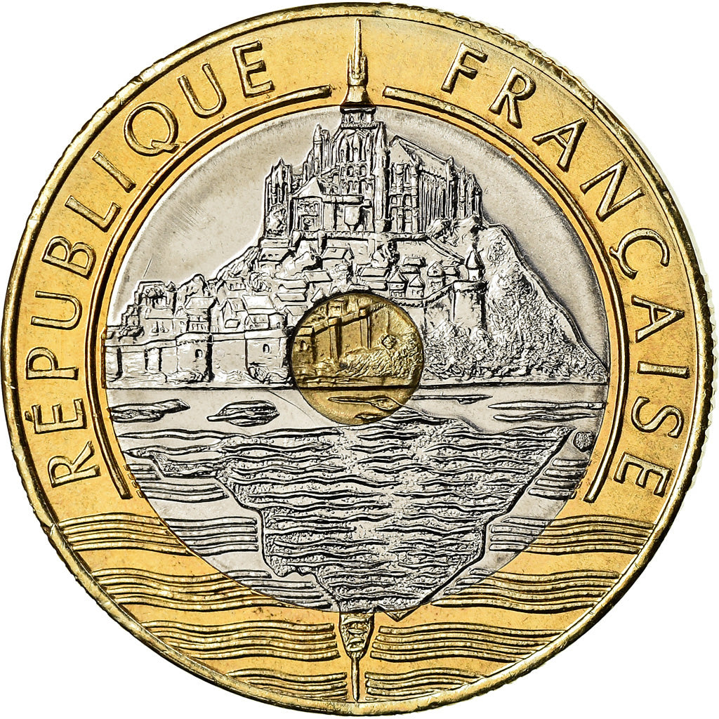 Monnaie, France, Mont Saint Michel, 20 Francs, 2001, BU, FDC, Tri-Metallic