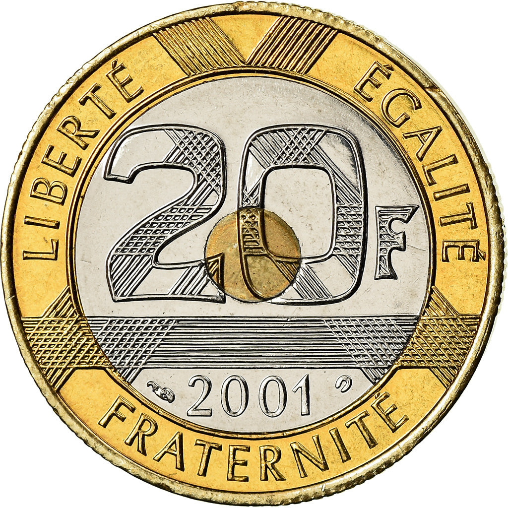 Monnaie, France, Mont Saint Michel, 20 Francs, 2001, BU, FDC, Tri-Metallic
