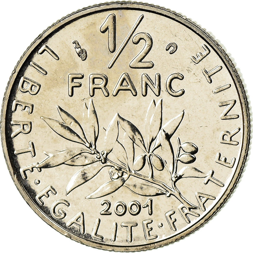 Moneda, Francia, Semeuse, 1/2 Franc, 2001, Paris, BU, FDC, Níquel, KM:931.1