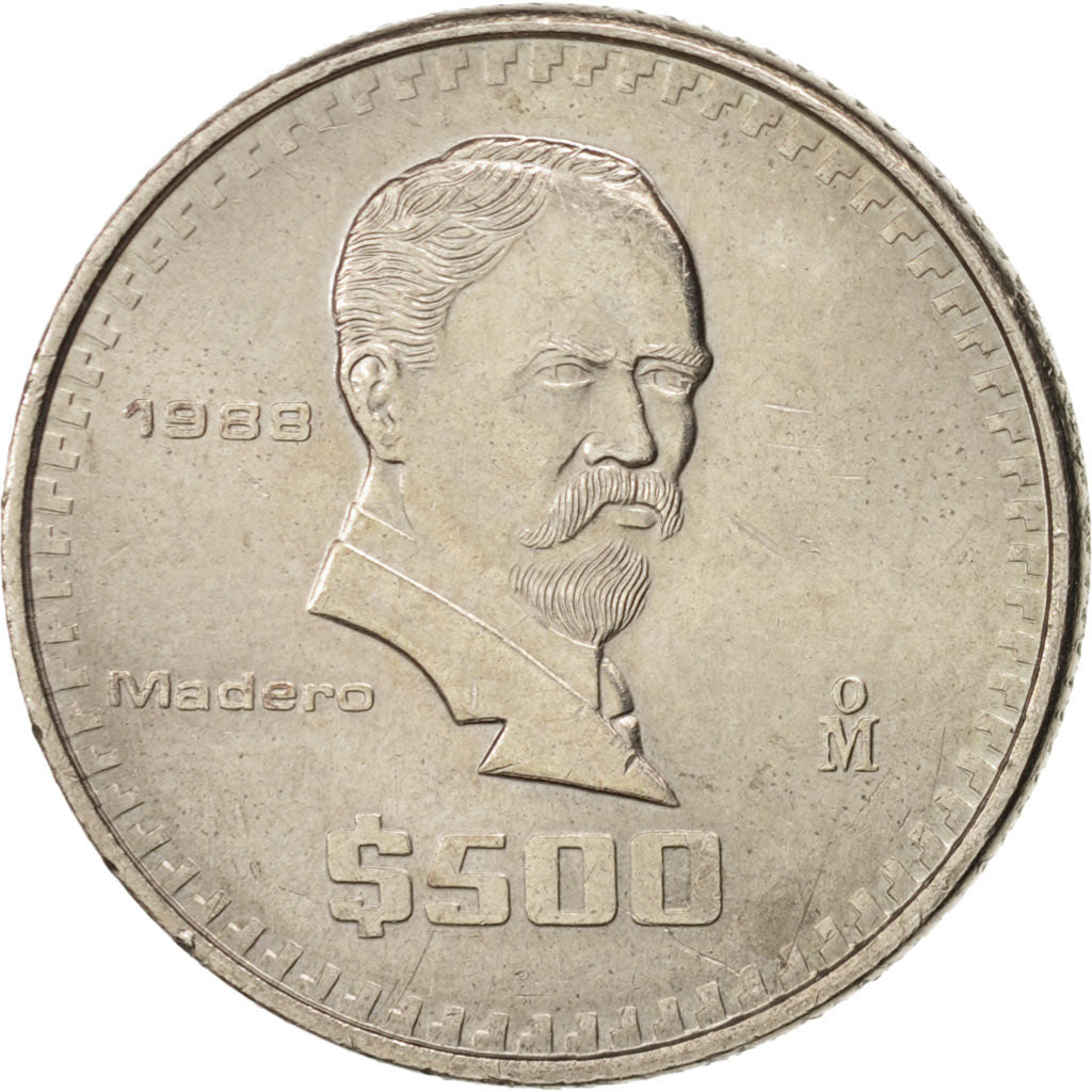Moneta, Messico, 500 Pesos, 1988, Mexico City, BB+, Rame-nichel, KM:529