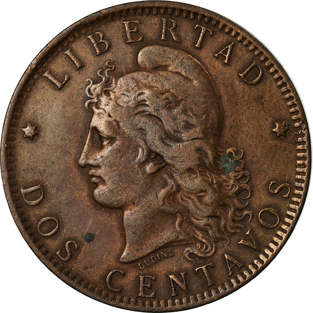 Coin, Argentina, 2 Centavos, 1891, AU(50-53), Bronze, KM:33