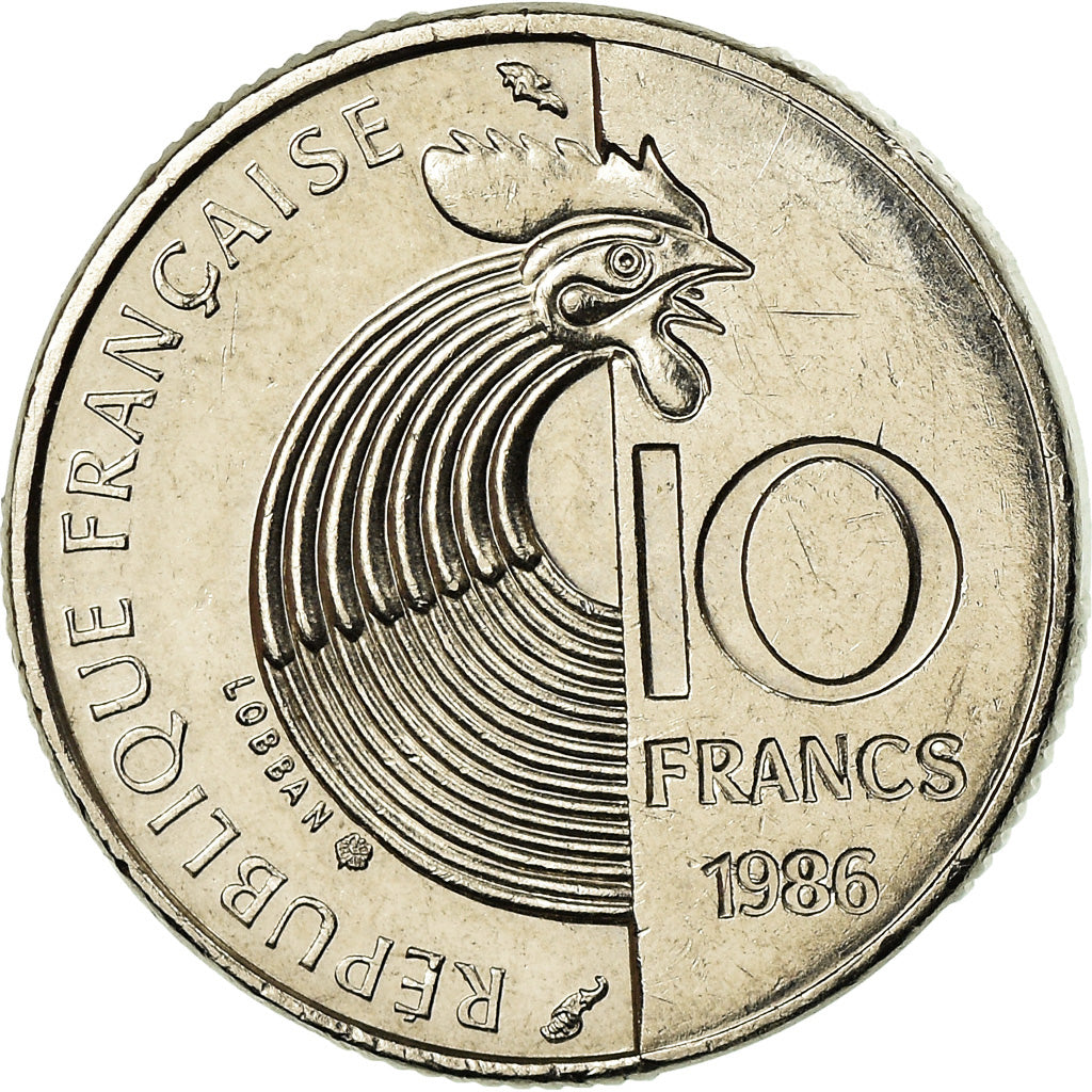 Moneta, Francia, Schumann, 10 Francs, 1986, BB, Nichel, KM:958, Gadoury:825
