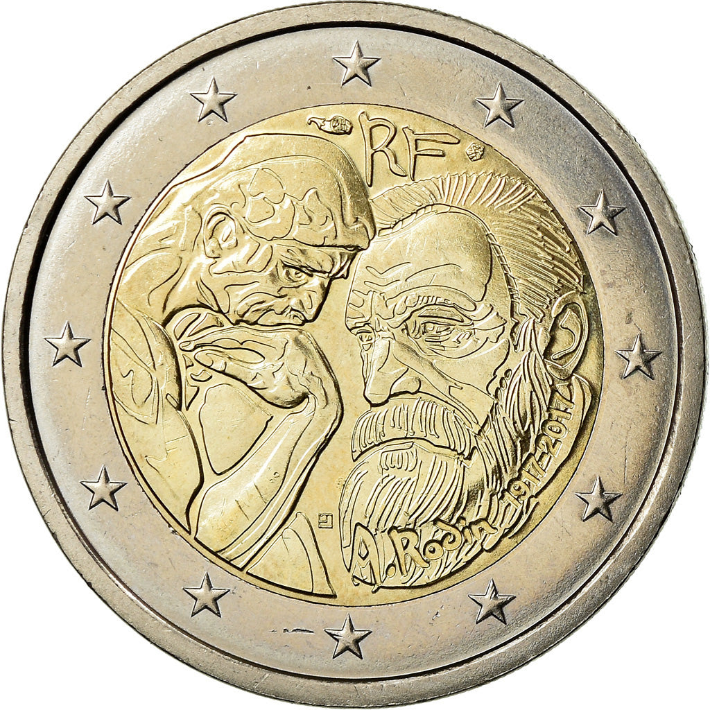 Francia, 2 Euro, Auguste Rodin, 2017, BB+, Bi-metallico