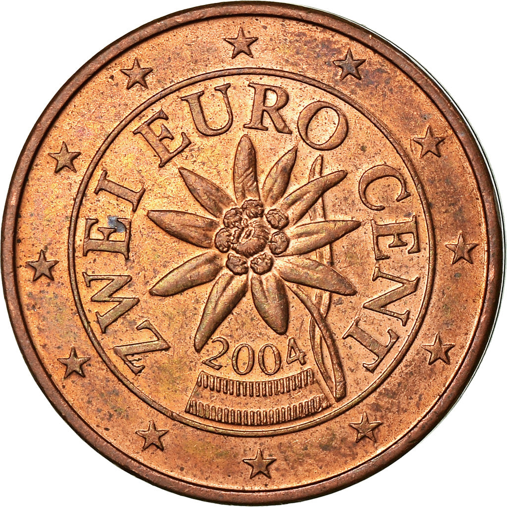 Oostenrijk, 2 Euro Cent, 2004, ZF, Copper Plated Steel, KM:3083