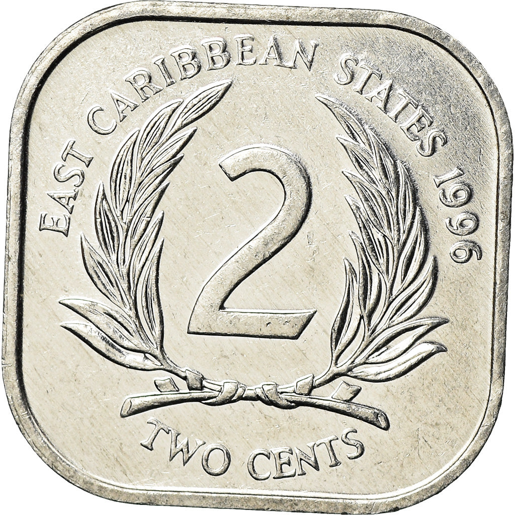 Moneta, Państwa Wschodnich Karaibów, Elizabeth II, 2 Cents, 1996, AU(50-53)