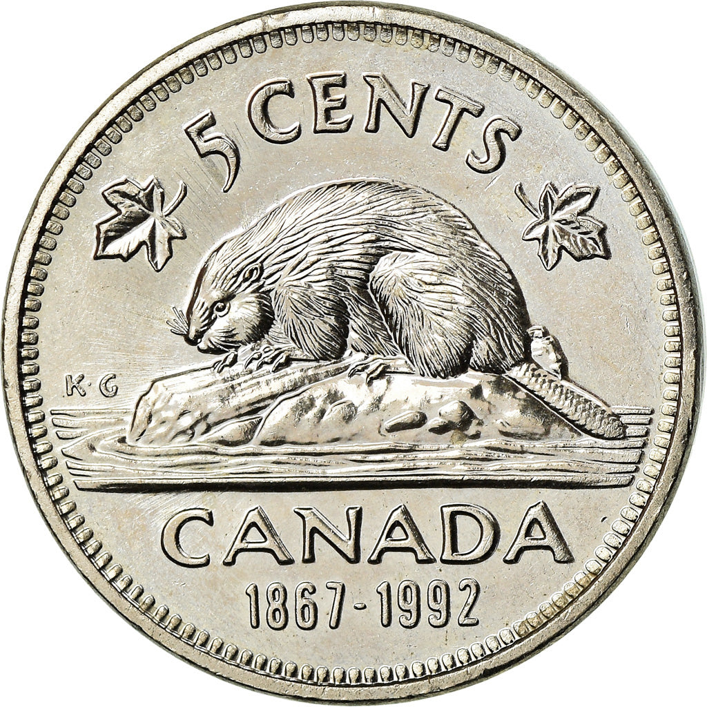 Coin, Canada, Elizabeth II, 5 Cents, 1992, Royal Canadian Mint, Ottawa