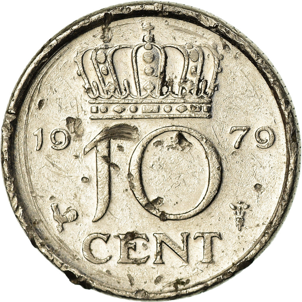 Moneda, Países Bajos, Juliana, 10 Cents, 1979, BC+, Níquel, KM:182