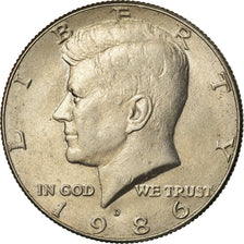 Coin, United States, Kennedy Half Dollar, Half Dollar, 1986, U.S. Mint, Denver