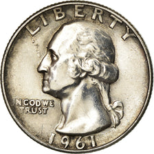 Coin, United States, Washington Quarter, Quarter, 1961, U.S. Mint, Philadelphia