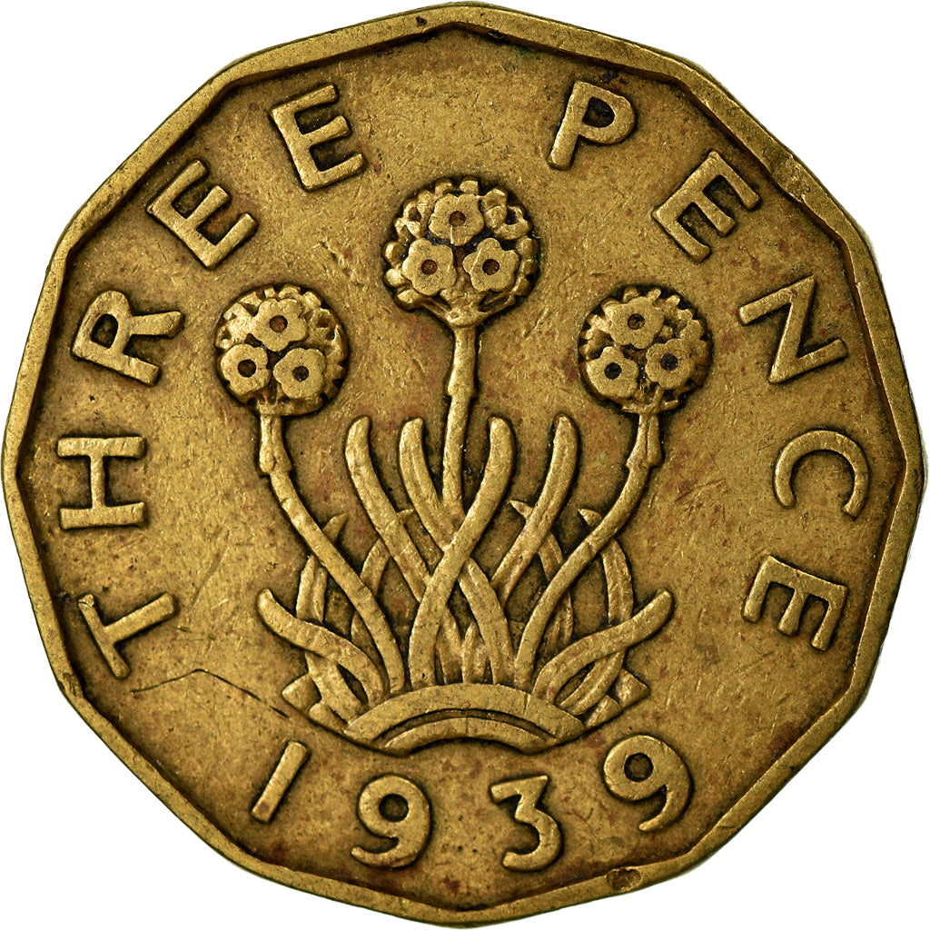 Moneta, Gran Bretagna, George VI, 3 Pence, 1939, MB+, Nichel-ottone, KM:849