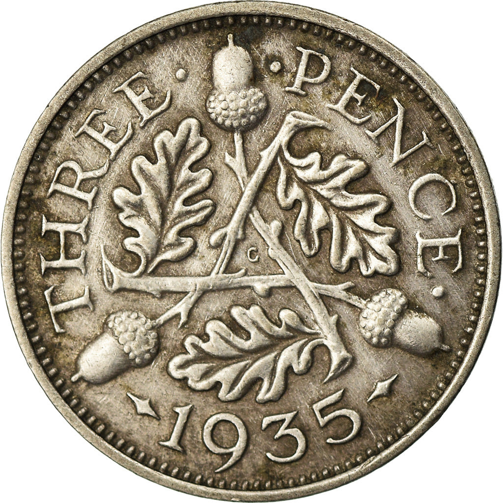 Coin, Great Britain, George V, 3 Pence, 1935, AU(50-53), Silver, KM:831