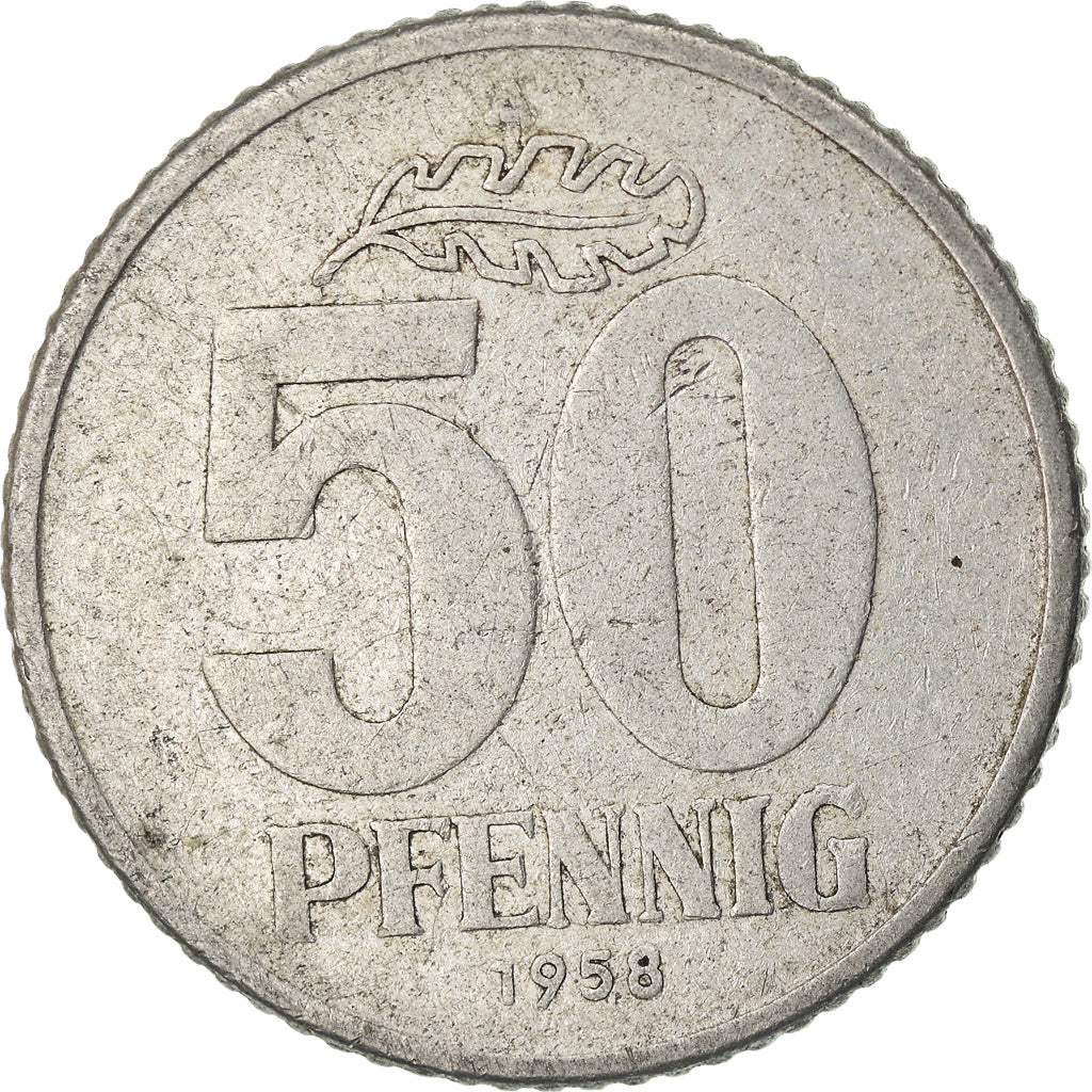 Coin, GERMAN-DEMOCRATIC REPUBLIC, 50 Pfennig, 1958, Berlin, VF(20-25), Aluminum