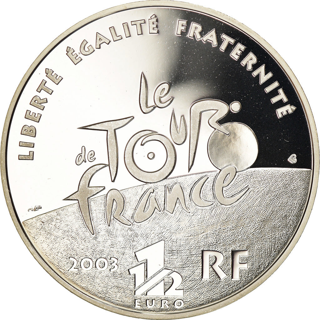 Francja, 1-1/2 Euro, Tour de France, 2003, Paris, BE, MS(65-70), Srebro