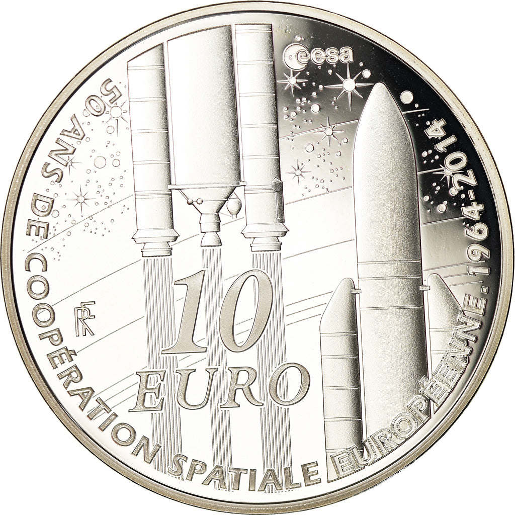 France, 10 Euro, 50 ans de la recherche spatiale européenne, 2014, BE