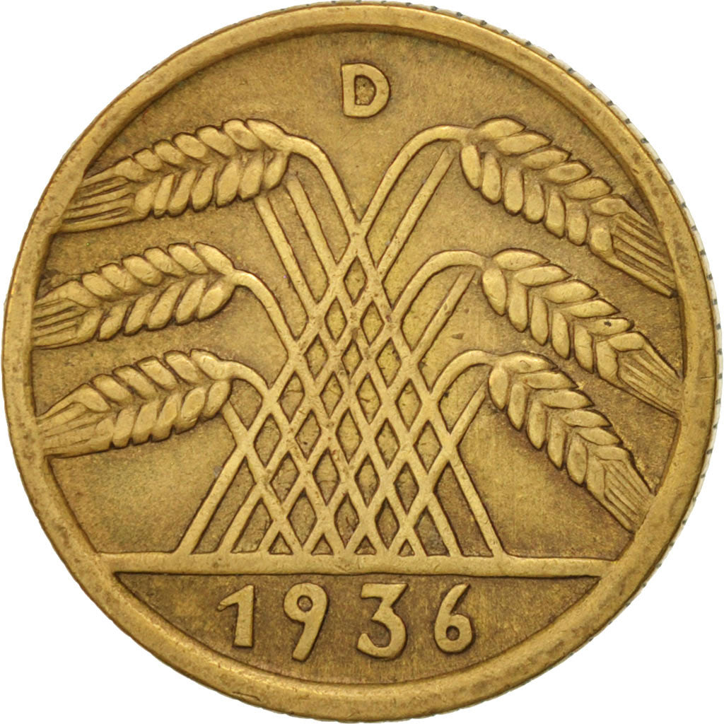 GERMANY, WEIMAR REPUBLIC, 10 Reichspfennig, 1936, Munich, EF(40-45), KM 40