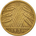 GERMANY, WEIMAR REPUBLIC, 10 Reichspfennig, 1936, Munich, EF(40-45), KM 40