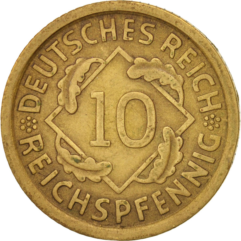 GERMANY, WEIMAR REPUBLIC, 10 Reichspfennig, 1936, Munich, EF(40-45), KM 40