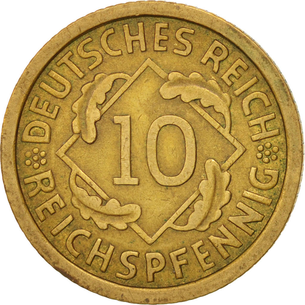 GERMANY, WEIMAR REPUBLIC, 10 Reichspfennig, 1936, Berlin, EF(40-45), KM 40