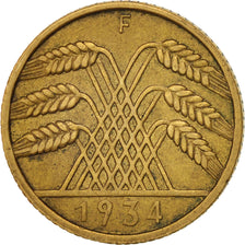 GERMANY, WEIMAR REPUBLIC, 10 Reichspfennig, 1934, Stuttgart, EF(40-45), KM 40