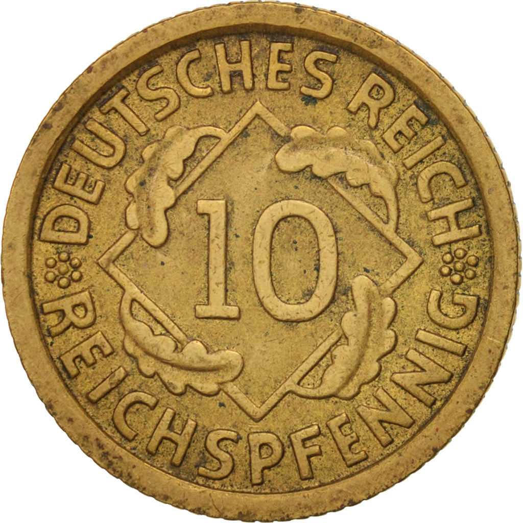 GERMANY, WEIMAR REPUBLIC, 10 Reichspfennig, 1934, Stuttgart, EF(40-45), KM 40
