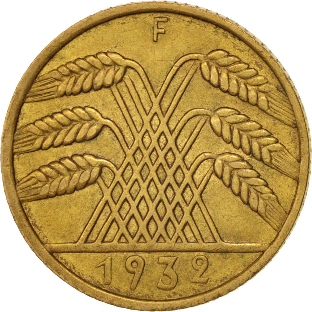 GERMANY, WEIMAR REPUBLIC, 10 Reichspfennig, 1932, Stuttgart, AU(50-53), KM 40