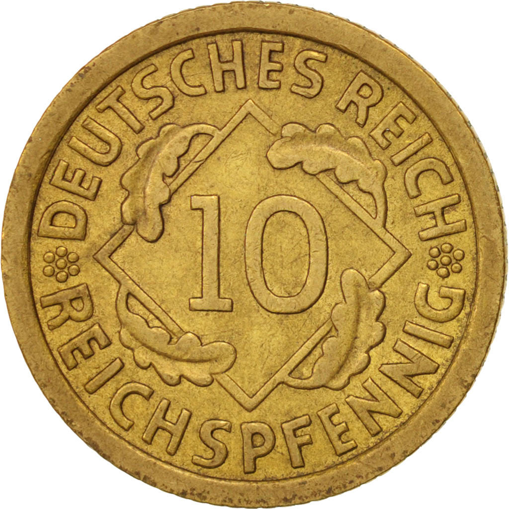 GERMANY, WEIMAR REPUBLIC, 10 Reichspfennig, 1932, Stuttgart, AU(50-53), KM 40