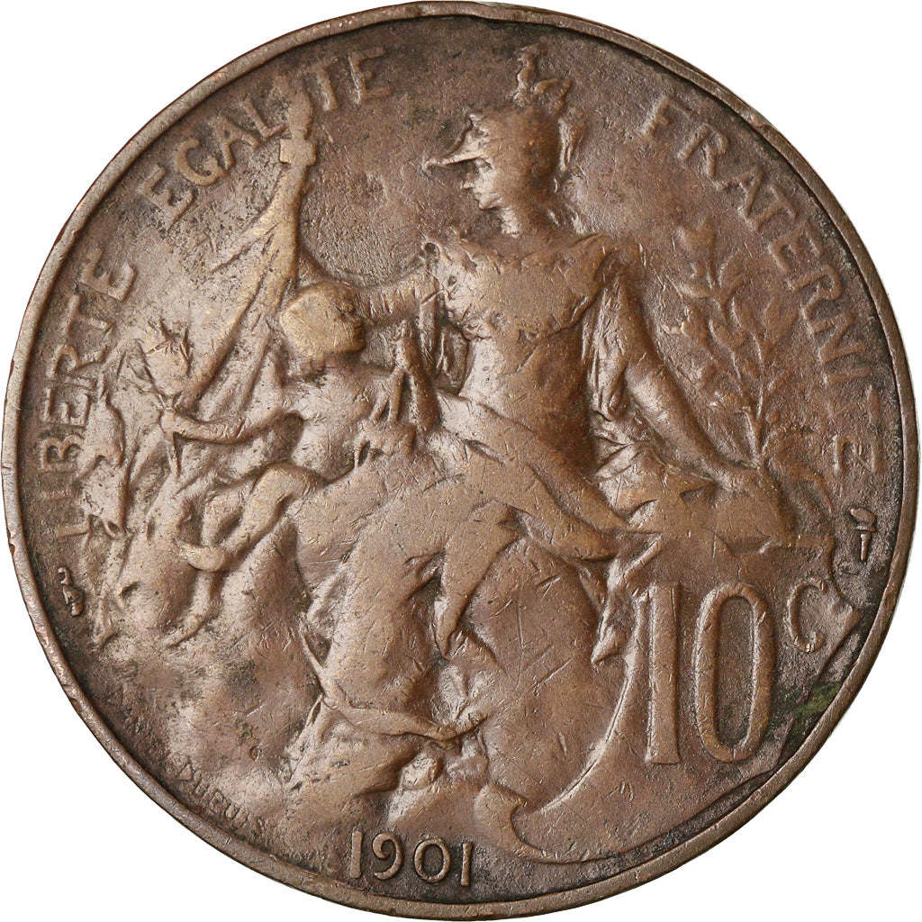 Coin, France, Dupuis, 10 Centimes, 1901, Paris, VF(30-35), Bronze, KM:843