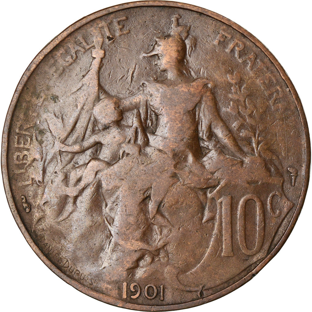 Münze, Frankreich, Dupuis, 10 Centimes, 1901, Paris, S+, Bronze, KM:843