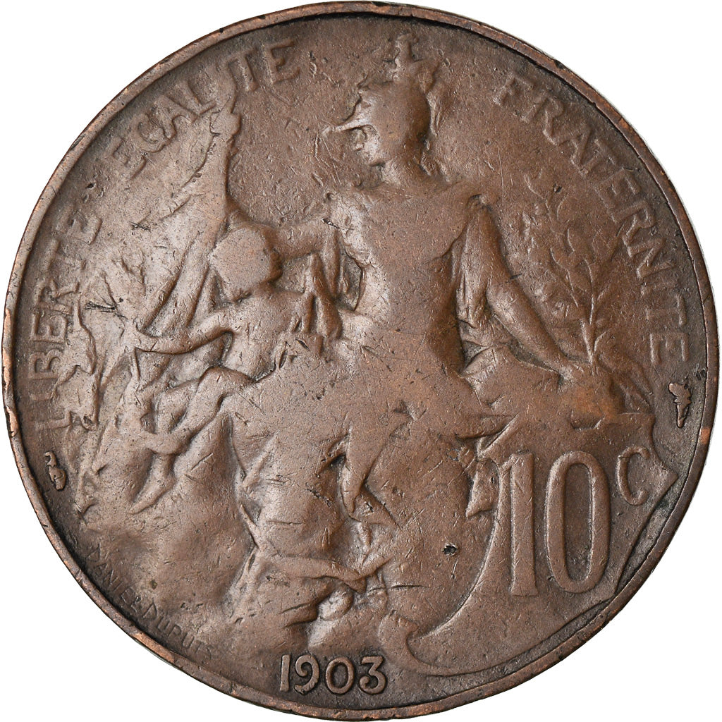 Moneta, Francia, Dupuis, 10 Centimes, 1903, Paris, MB, Bronzo, KM:843