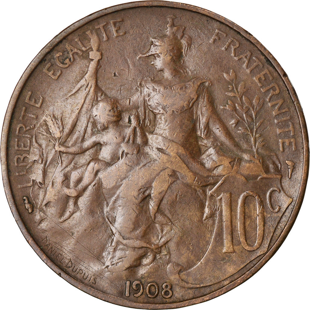 Coin, France, Dupuis, 10 Centimes, 1908, Paris, EF(40-45), Bronze, KM:843