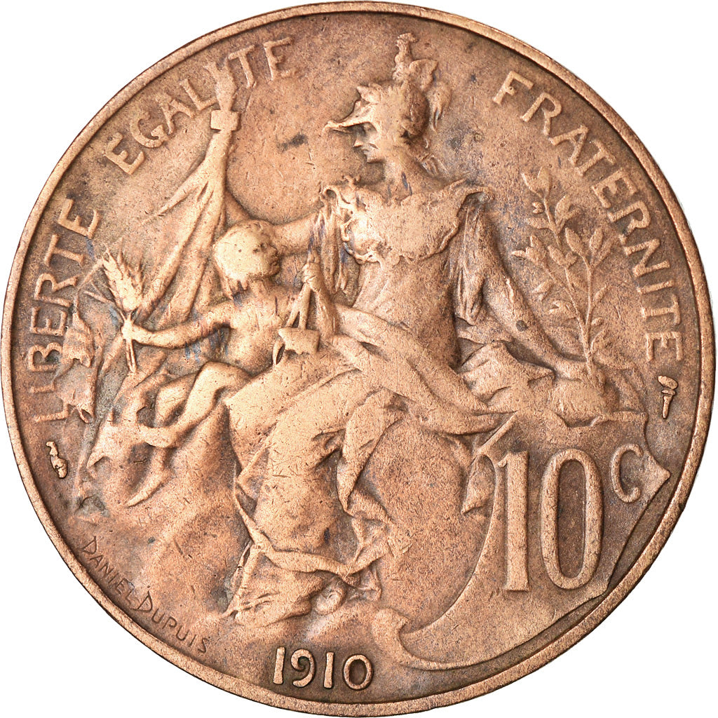 Monnaie, France, Dupuis, 10 Centimes, 1910, Paris, TB+, Bronze, Gadoury:277