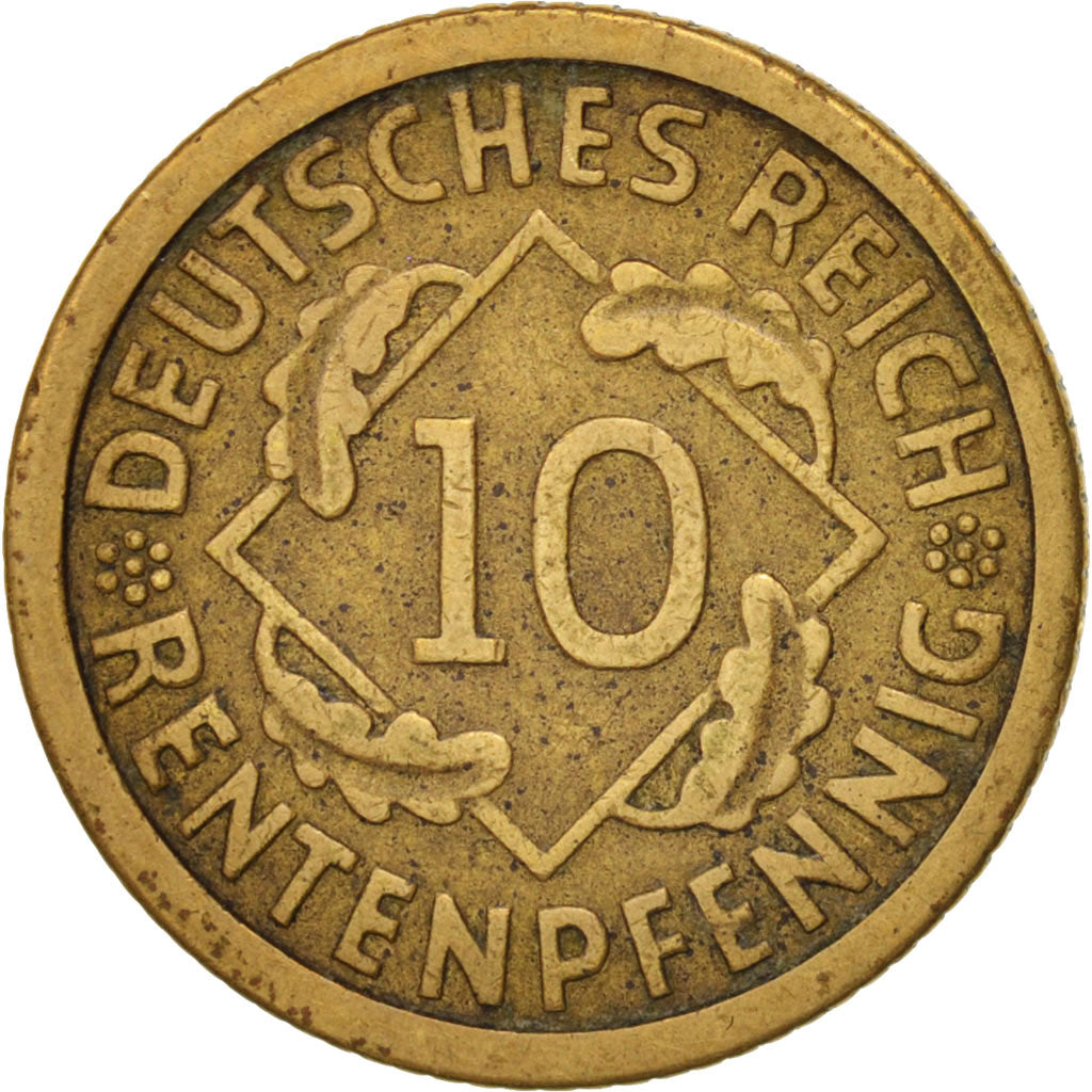 GERMANY, WEIMAR REPUBLIC, 10 Reichspfennig, 1924, Stuttgart, EF(40-45), KM 40
