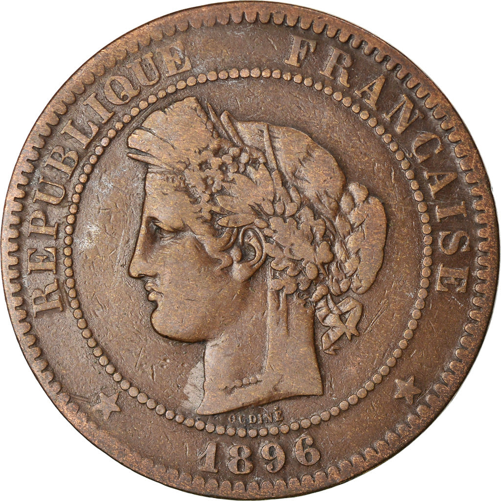 Monnaie, France, Cérès, 10 Centimes, 1896, Paris, TB+, Bronze, Gadoury:265a