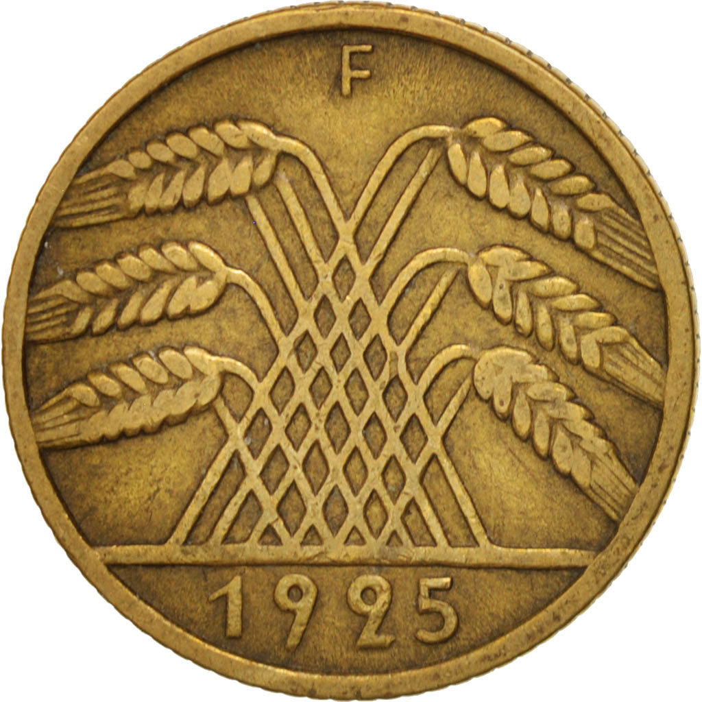 GERMANY, WEIMAR REPUBLIC, 10 Reichspfennig, 1925, Stuttgart, EF(40-45), KM 40