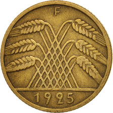 GERMANY, WEIMAR REPUBLIC, 10 Reichspfennig, 1925, Stuttgart, EF(40-45), KM 40