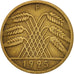 GERMANY, WEIMAR REPUBLIC, 10 Reichspfennig, 1925, Stuttgart, EF(40-45), KM 40