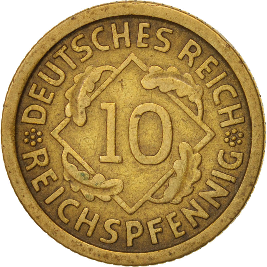 GERMANY, WEIMAR REPUBLIC, 10 Reichspfennig, 1925, Stuttgart, EF(40-45), KM 40