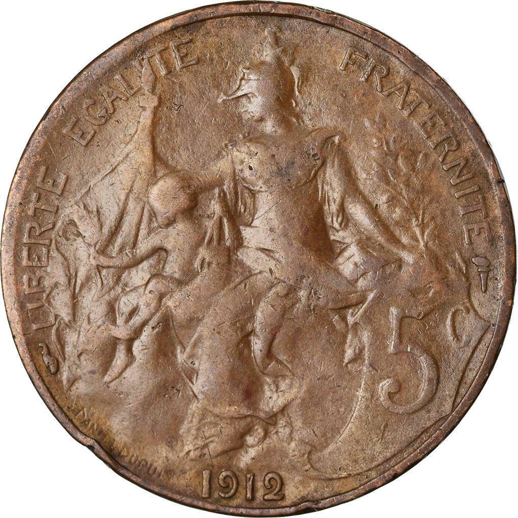 Moneta, Francia, Dupuis, 5 Centimes, 1912, Paris, MB, Bronzo, KM:842