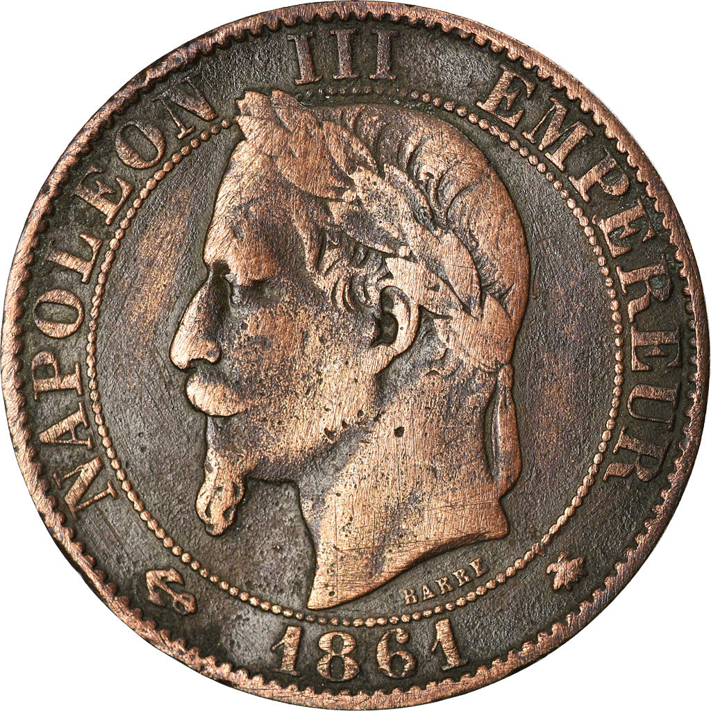 Moneda, Francia, Napoleon III, Napoléon III, 5 Centimes, 1861, Paris, BC+