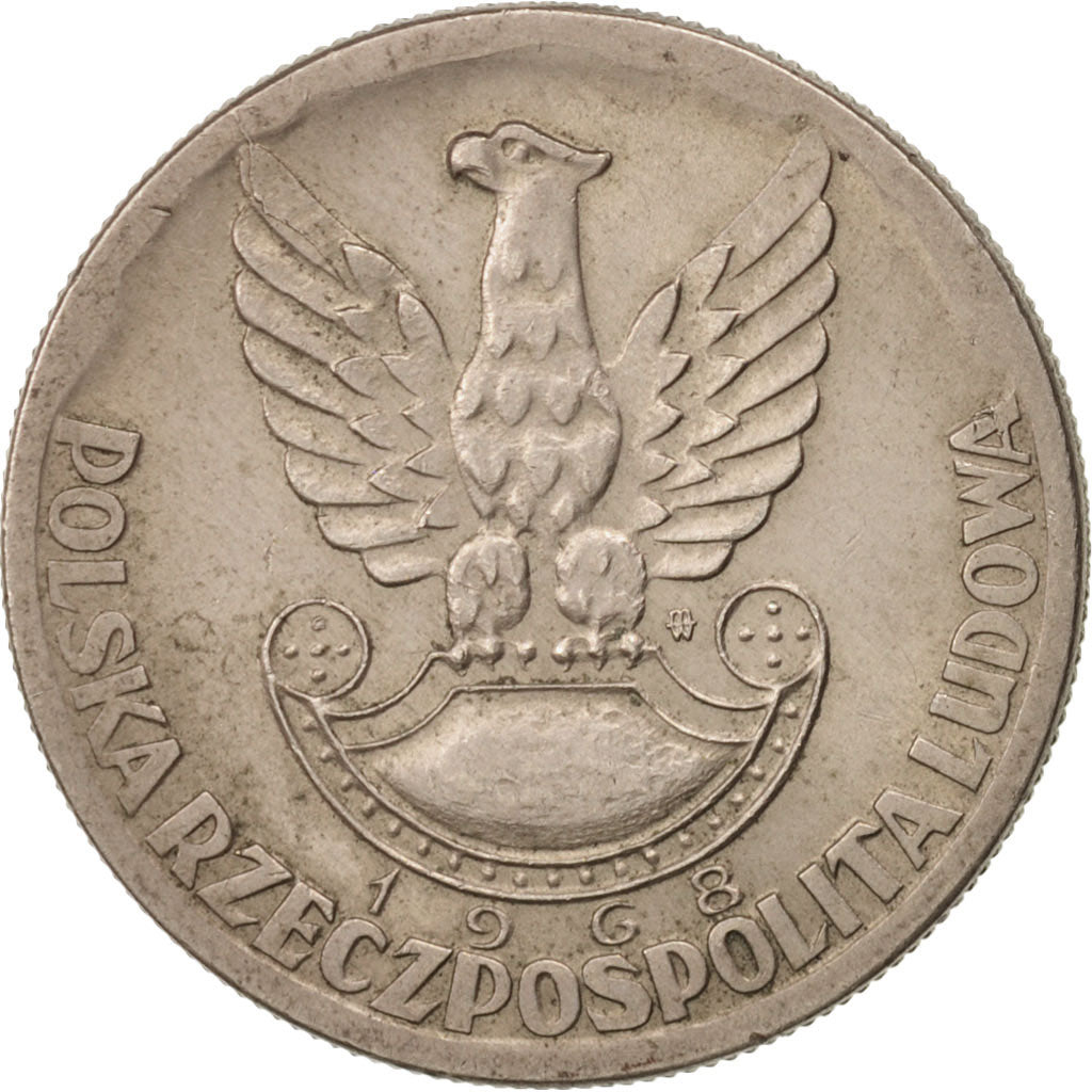 Poland, 10 Zlotych, 1968, Warsaw, AU(50-53), Copper-nickel, KM:60