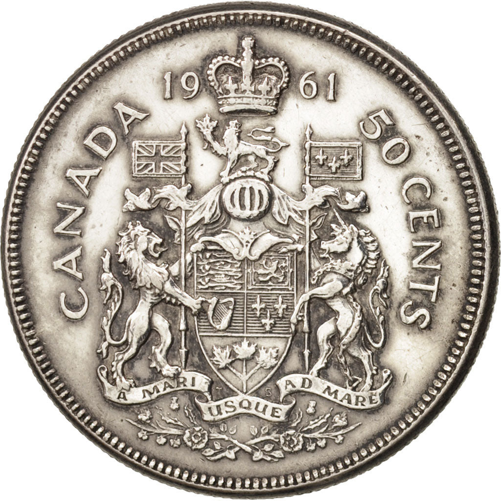 Canada, Elizabeth II, 50 Cents,1961,Royal Canadian Mint,Ottawa, AU(50-53),KM 56