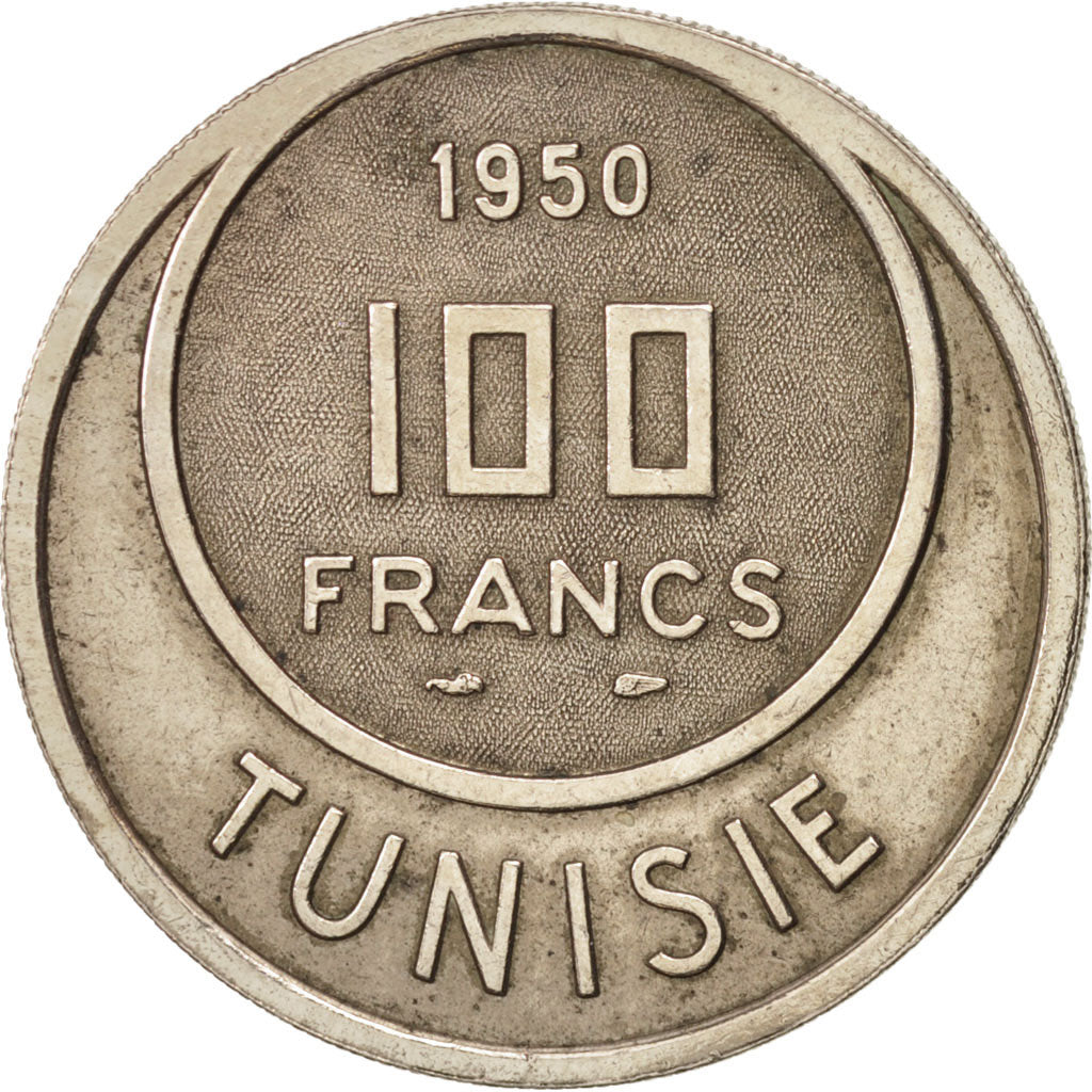 Tunisia, Muhammad al-Amin Bey, 100 Francs, 1950, Paris, EF(40-45), KM 276