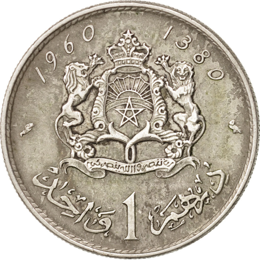 Morocco, Mohammed V, Dirham, 1960, Paris, EF(40-45), Silver, KM:55